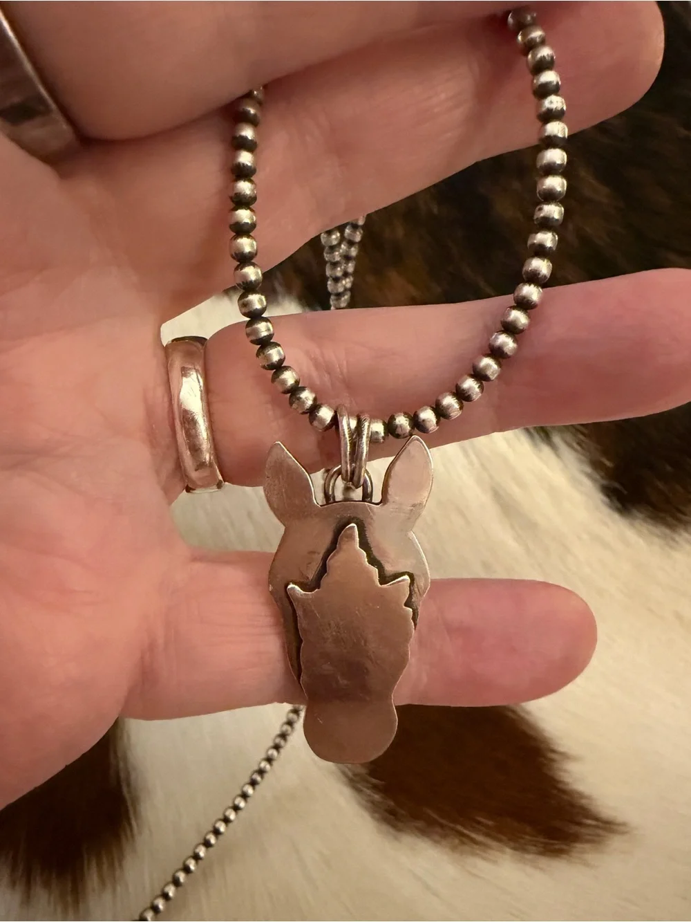 ❤️ Horse Head Silhouette Sterling Silver Hand Crafted Unisex Pendant 1.52”L